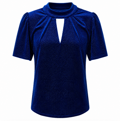 M&Co Cobalt Blue Glitter Keyhole Top Size UK 10 Pre-Loved