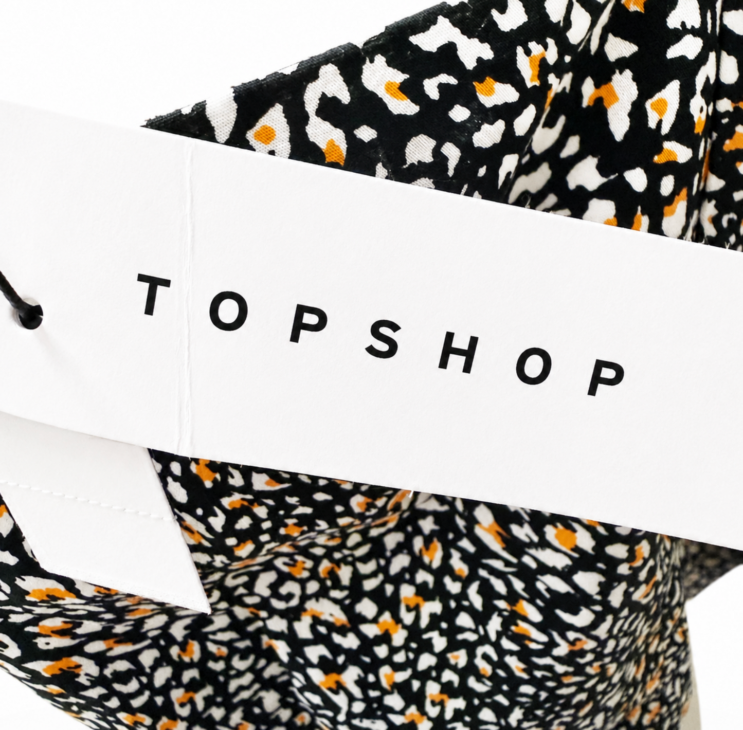 Topshop Abstract Animal Print Puff Sleeve Crop Top UK 10 100% Cotton