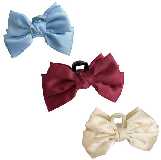 Solid Colour Cloth Bowknot Hair Claw