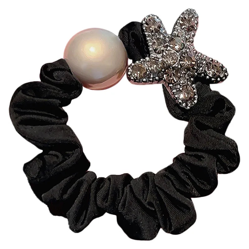 Star Pearl Rhinestone Scrunchie
