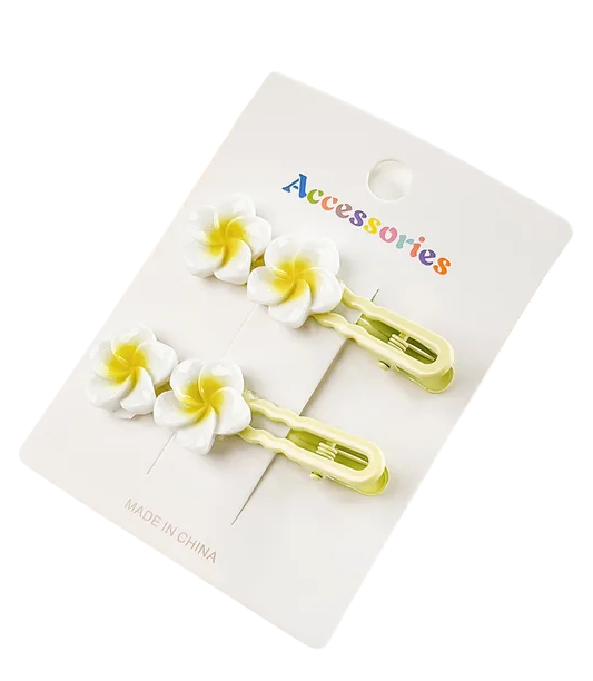 White Flower Hair Clip 2pcs