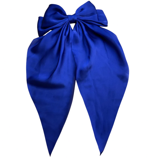 Blue Elegant Glam Bow Knot Satin Hair Clip