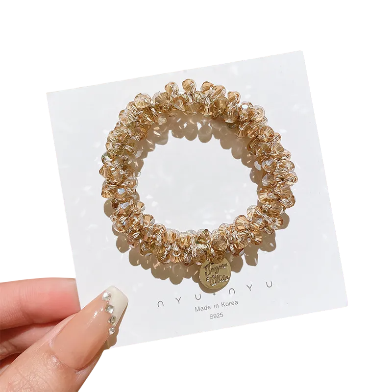 Crystal Bead Hair Ring Tie