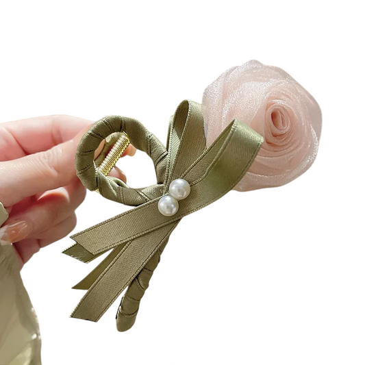 Rose Cloth Gauze Hair Claw