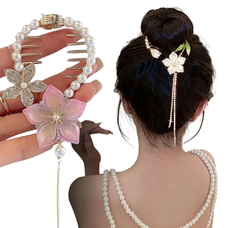 Flower Tassel Ponytail Buckle Hair Ring Clip