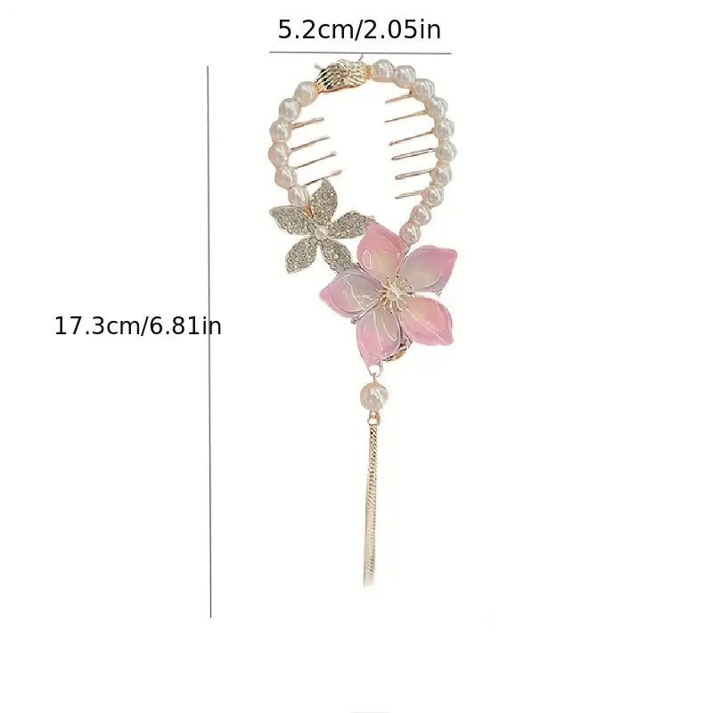 Flower Tassel Ponytail Buckle Hair Ring Clip